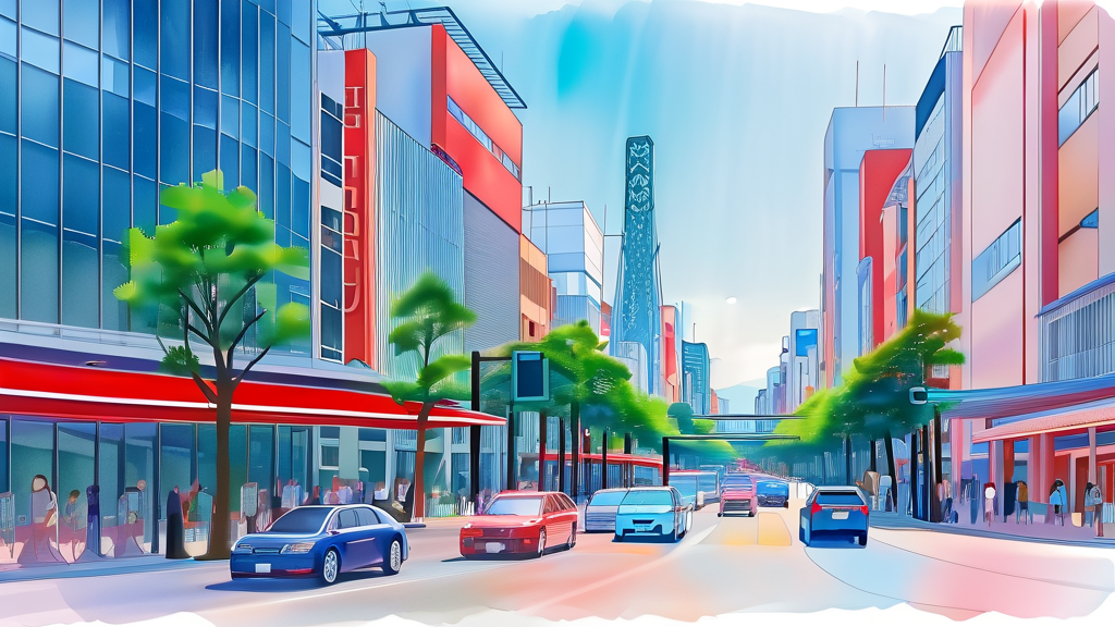 호텔 비스타 남바 위치 및 교통: 난바 중심부 완벽 접근 (watercolor 스타일)