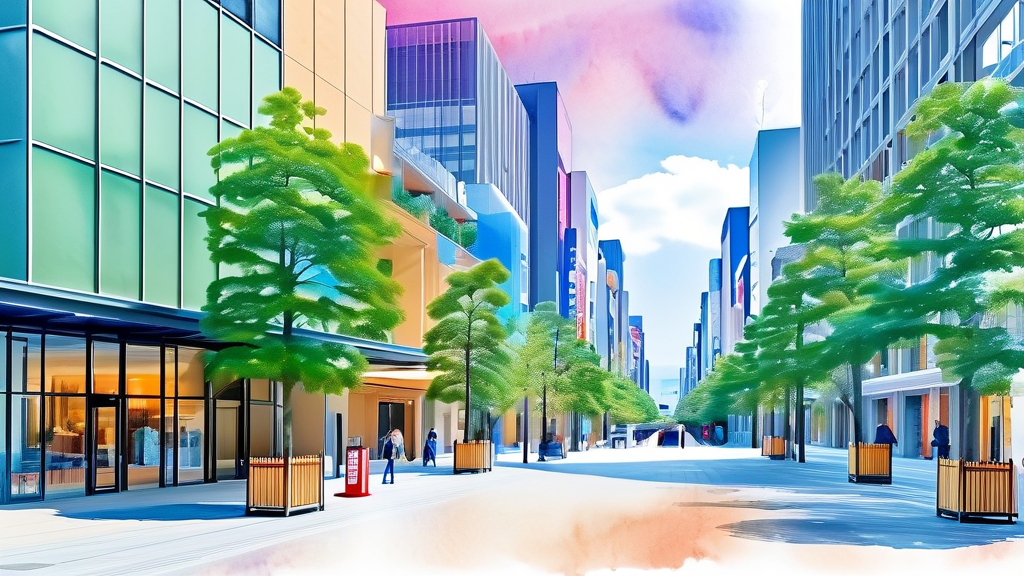 최적의 위치: 오사카 중심부, 난바역 도보 거리 (watercolor 스타일)